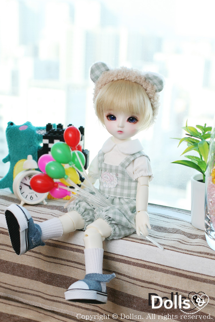 くま耳カチューシャとサロペットセットミント 1/6 USD | Dollfie 